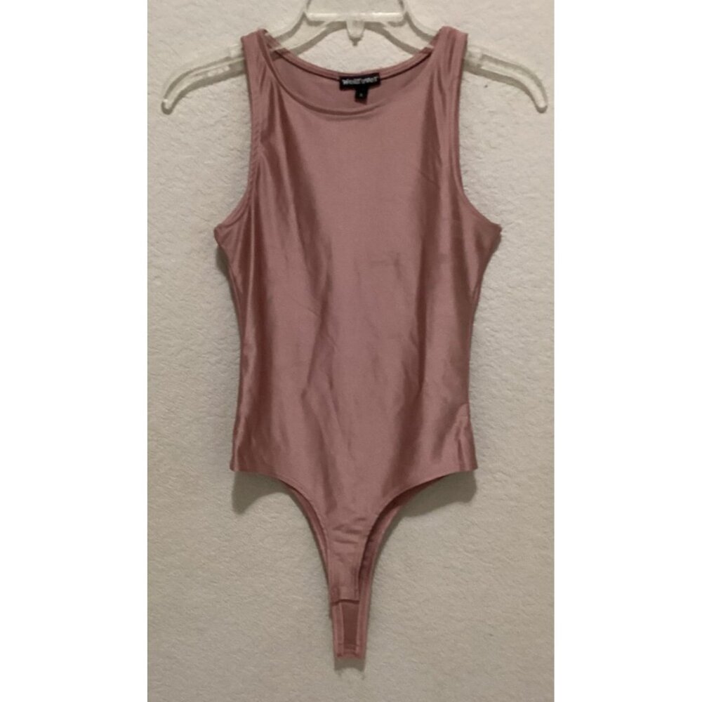 Wearever Women's Pink Satin Thong Bodysuit - Size S